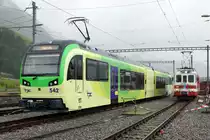 TPC/AOMC: Am 19. Juni 2016 verabschiedete sich die TPC zusammen mit der lokalen Bevölkerung und vielen Bahn Fotografen von nah und fern von den BDeh 4/4 511-514 (1954), Be 4/4 101-105, ehemals BLT (1966) sowie den BDeh 501-503 (1987/1992). Dabei konnten zum letzten Mal die fotogenen Fahrzeuge, die während vielen Jahren das Gesicht der AOMC prägten, im Einsatz fotografiert werden. Gleichzeitig wurden auch vier Triebzügen der neusten Generation vorgestellt. Während ein  BIRSIGTALER  in seine Heimat zurückkehrt, werden die BDeh 4/4 511-514 nicht verschrottet, sondern für Fr. 1.-- pro Fahrzeug nach Belgien verkauft. An dem bedeutendsten Tag der Geschichte der TPC konnten den Festbesucher alle vier neuen Triebzüge vor der Werkstätte en Châlex präsentiert werden. Bei zwei Triebzügen fehlte noch die Beschriftung und ausstehend waren die vier B. Sämtliche Fahrzeuge wurden zur Freude der Bahn Fotografen fotogen aufgestellt. Merci beaucoup an die TPC mit dem freundlichen Personal.   
Foto: Walter Ruetsch 