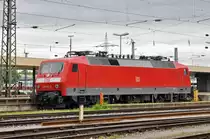 DB Lok 120 105-2 ist beim Badischen Bahnhof abgestellt. Die Aufnahme stammt vom 21.06.2016.