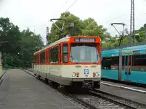 VGF Düwag Pt -Wagen 748 am 25.06.16 in Frankfurt Stadion bei der Straßenbahnparade. Die Anlage wurde für dieses Event gesperrt und mann konnte auf den Gleisen Fotos machen