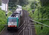 Die Cobra 2834 kommt die Gemmenicher-Rampe hochgefahren aus Aachen-West mit einem Containerzug aus Gallarate(I) nach Zeebrugge(B) und fährt gleich in den Gemmenicher-Tunnel hinein und fährt in Richtung Montzen/Vise(B). 
Aufgenommen in Reinartzkehl an der Montzenroute.  
Am Nachmittag vom 30.6.2016.