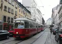 Wien Wiener Linien SL 49 (E1 4535 + c4 1370) Neubau, Breite Gasse / Burggasse am 19. Februar 2016.