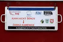Zuglaufschild  Kamenicky Senov-Ceska Kamenice. 02.07.2016 10:54 Uhr.
