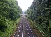Ein Blick auf die KBS 485 in Richtung Herzogenrath. 
Aufgenommen von der Brücke der Roermonderstraße in Kohlscheid.
Am Nachmittag vom 2.7.2016.

