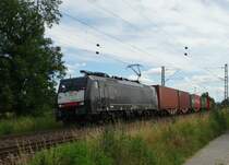 MRCE/Dispolok ES 64 F4-289 (189 289) mit Containerzug bei Walluf auf der KBS 466
am 29.06.16