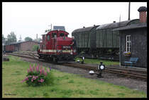199031 ist hier am 25.05.2016 nach dem letzten Personenzug Einsatz im Bahnhof Mügeln auf dem Weg zum Lokschuppen.