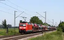 185 123-7 mit einem Autozug bei Riegel 7.7.16