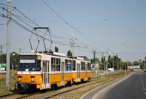 Ein vom T5C5 4171 geführtes Tandem der Linie 28 fährt durch die Maglodi ut ins Stadtzentrum. (12.07.2016)