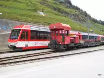 MGB - Rangierlok Gm 3/3 72 bei Rangierarbeiten in Zermatt am 23.07.2016