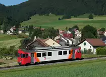 TRAVYS/YStC: Der Be 4/4 1 bei St. Croix unterwegs am 19. Juli 2016.
Foto: Walter Ruetsch