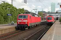Ausfahrt von 120 157-3 am 26.05.2015 als Lokzug aus Altona nach Hamburg Eidelstedt, nachdem sie eine IC-Leergarnitur brachte und an 101 108-9 übergeben hatte.