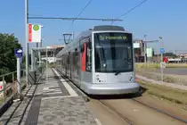 Düsseldorf Rheinbahn SL 707 (NF10 2031) Medienhafen, Kesselstraße am 19. Juli 2016.