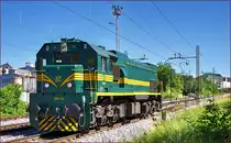 SŽ 664-114 fährt als Lokzug durch Maribor-Tabor Richtung Tezno VBF. /21.6.2016
