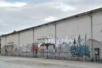An einer Lagerhalle mit ehemaligen Gleisanschluss am Bahnhof Haldensleben wurde die Wand sehr schön mit einer Dampflok mit Güterzug bemalt.

Hadensleben 18.07.2016