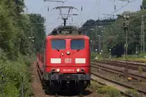 151 029-9 mit leerem Rungenwagen-Zug durch Recklinghausen-Süd. 18.07.2016