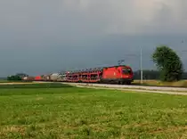 Die 1216 148 mit einem Güterzug am 24.06.2016 unterwegs bei Kranj.