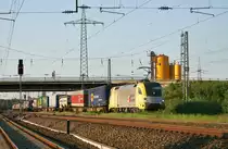 Lokomotion ES 64 U2-013 durchfährt mit einem KLV-Zug den Bahnhof von Hürth-Kalscheuren.
Aufnahmedatum: 10.05.2008