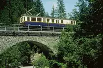 MOB: Im Walde bei Saanenmöser wurde der De 4/4 28 an einem herrlichen Sommertag im August 1999 verewigt.
Foto: Walter Ruetsch 