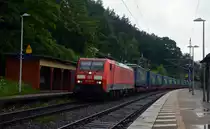 189 012 schleppte am 17.06.16 einen KLV mit Aufliegern von LKW-Walter durch Stadt Wehlen Richtung Tschechien.