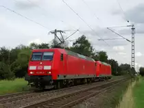 DB Cargo 145 065-9 und 185 191-4 als Mini Lokzug bei Hanau West am 05.08.16 