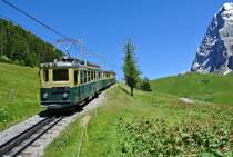 BDeh 4/4 Nr. 116 zwischen kleine Scheidegg und Wengernalp, 19.07.2016.

