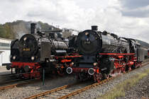 Lok 38 2267 vs. 01 150 am 16.04.2016 in Bochum-Dahlhausen.