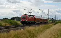182 020 hat bereits den Haltepunkt Zschortau verlassen und beschleunigt am 21.06.16 ihre S2 nach Dessau nun wieder. Mittlerweile werden fast alle Leistungen mit Talent2 auf der S2 gefahren.