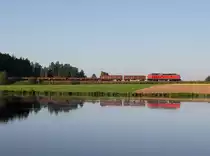Eine 232 mit einem Güterzug am 27.08.2016 unterwegs bei Oberteich.