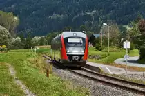 5022 021-7  Stadt Wolfsberg  hält als R 4812 (Kötschach-Mauthen - Villach Hbf), an der Haltestelle Gundersheim.
Aufgenommen am 6.9.2016.