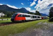 5022 027-4 und 5022 021-7  Stadt Wolfsberg , fahren als R 4805 (Villach Hbf - Kötschach-Mauthen) aus dem Bahnhof Dellach im Gailtal aus.
Aufgenommen am 6.9.2016.