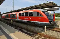 642 183-7 steht am 27.8.2016 als RB12 (RB13245) nach Graal-Müritz in Rostock Hauptbahnhof bereit.
