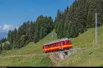 Bahnforum-Schweiz-Fotofahrt auf der BVB am 10. September 2016. Der  Flèche  BDeh 2/4 25 auf dem Weg zum Col de Bretaye oberhalb Col de Soud.