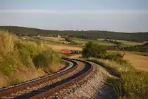 Die Garnitur die Nostalgie-Express Leiser Berge auf der Rückfahrt nach Ernstbrunn. (30.07.2016)