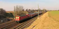 DB 143 957 mit der RB 26268 von Naumburg (S) Hbf nach Halle (S) Hbf, am 21.03.2011 bei Schkortleben.