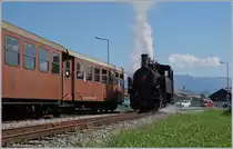 Die BWB (Bregenzerwaldbahn) Uh 102 rangiert im Bahnhof Schwarzenberg.
10. Sept. 2016 