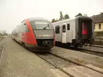 5022 002-9 im Bahnhof Oberwart, als noch auf der Pinkatalbahn Personenverkehr bestand, mit Blickrichtung Friedberg, Oktober 2010