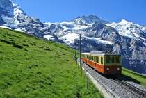 BDhe 2/4 Nr. 206 mit Bt 30 zwischen Kleine Scheidegg und Eigergletscher, 18.07.2016.