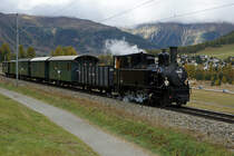 RhB: JUBILÄUM
     20 JAHRE CLUB 1889
Der Holsboer-Express mit der G 3/4 11 Heidi auf voller Fahrt bei Pontresina am 15. Oktober 2016.
Foto: Walter Ruetsch

