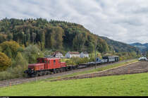 DVZO Nebenbahntreffen Bauma 2016: De 6/6 15301 mit GmP bei Juckeren (Saland).