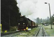 Der Planzug zum Brocken hat hier Ausfahrt erhalten.
Leider leidet das Bild unter den schlechten Wetereinfl�ssen sehr, wie man sehen kann. 4.4.2007 ca. 14:04