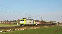 HML 185 517, vermietet an Captrain Deutschland, mit Schiebewandwagenzug durch Marl (NI) in Richtung Osnabr�ck am 09.11.16.