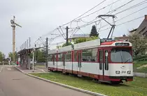 VAG Freiburg/Breisgau Düwag GT8K 210 als Linie 5 bei der Haltestelle Pressehaus am 22.04.2016. 
