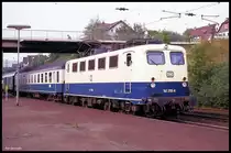 141295 mit E 3597 nach Göttingen am 10.09.1989 um 15.44 Uhr im Bahnhof Einbeck.