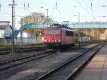 Die Rückleistung von Mukran für die 155 151 war,am 07.Mai 2016,leer so das die Lok  nur  Lz durch Bergen/Rügen kam.