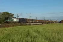 Schon wieder doppelt bestückter Zug aus Österreich. European Lokomotive Leasing auf der Strecke Rosenheim München bei Zorneding am 30.10.16.