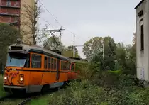 Ein kurzer Abstecher zur Tranvia Interurbana Limbiate - Milano, der letzten Vorortebahn im Raum Mailand: Tw.550 bei der Durchfahrt durch Limbiate. (26.10.2016)