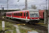 Dunkle Wolken über den 628ern von DB Regio NRW: in drei Wochen ist Schluss. Im Bild: 628 704 als RB 32 (Der Bocholter) bei der Einfahrt in Wesel am 20.11.16.