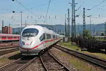 Nachschuss auf 406 002-6 (4602), als dieser am 26.06.2015 als ICE 505 (Köln Hbf - Basel SBB) zusammen mit 406 511-6 (4611)  Düsseldorf  als ICE 105 (Amsterdam CS - Basel SBB) aus dem Badischen Bahnhof von Basel gen Zielbahnhof fuhren.