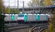 Zwei Cobra 2817 und 2827 kommen aus Richtung Köln,Aachen-Hbf,Aachen-Schanz mit einem Güterzug aus Ludwigshafen-BASF(D) nach Antwerpen-BASF(B) und fahren in Aachen-West ein. 
Aufgenommen vom Bahnsteig in Aachen-West. 
Bei Sonnenschein und Wolken am Nachmittag vom 20.11.2016.