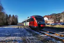 5022 023-3  Hermagor-Pressegger See  fährt als R 4814 (Kötschach-Mauthen - Villach Hbf) in den Bahnhof Dellach im Gailtal ein.
Aufgenommen am 8.12.2016.