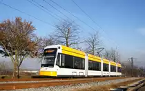 Straßenbahn Mainz / Mainzelbahn: Stadler Rail Variobahn der MVG Mainz - Wagen 236, aufgenommen im Dezember 2016 zwischen Mainz-Lerchenberg und Mainz-Marienborn.